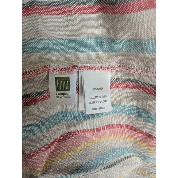 Garnet Hill Shirt Dress Women 6 Light Brown Stripe Linen Sleeveless Button Front - Picture 4 of 4